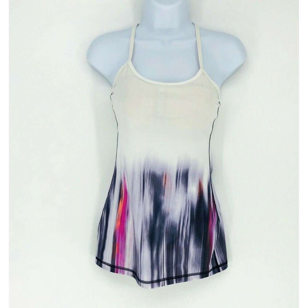 Lululemon Women's Dip Died Brush Strokes Print Y Back Yoga Gym Top Tank Size 4